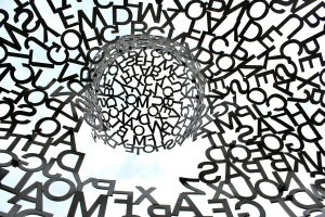 black swirl of letters